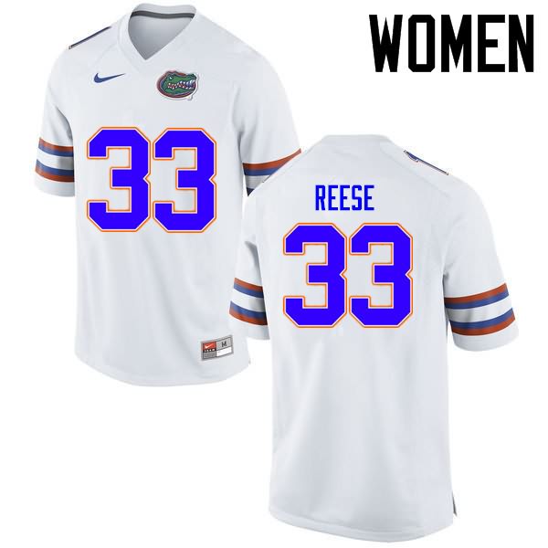 NCAA Florida Gators David Reese Women's #33 Nike White Stitched Authentic College Football Jersey ZOX2764PP